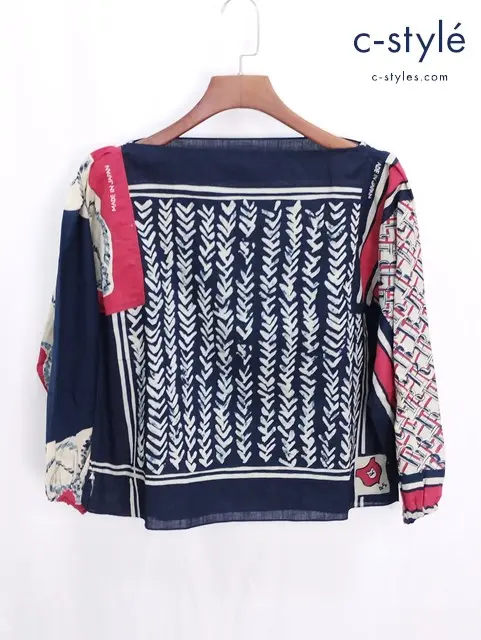 45R フォーティファイブアール ブラウス インディゴ 総柄 レディース