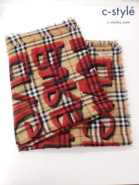BURBERRY バーバリー スカーフ ベージュ ノバチェック グラフィティ