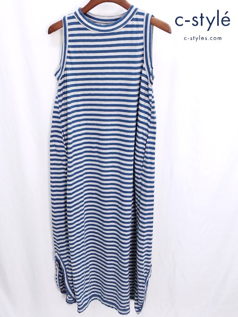 45R フォーティーファイブアール ノースリーブワンピース ブルー系 ボーダー