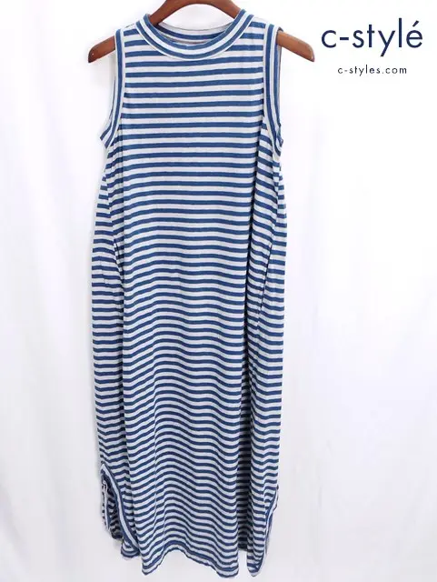 45R フォーティーファイブアール ノースリーブワンピース ブルー系 ボーダー