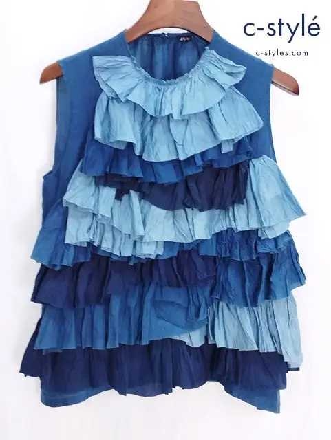 45R フォーティーファイブアール ノースリーブカットソー 3 インディゴ シルク 藍染 レディース