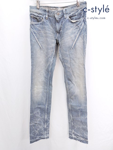 NUMBER (N)INE ナンバーナイン ヒッコリーストライプパンツ 0 ホワイト×ブルー系 S08-NNP004C 日本製