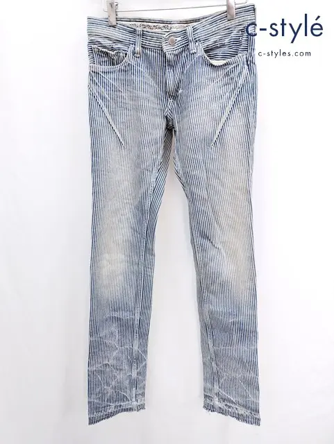 NUMBER (N)INE ナンバーナイン ヒッコリーストライプパンツ 0 ホワイト×ブルー系 S08-NNP004C 日本製