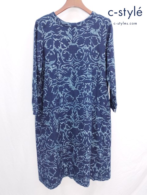 45R フォーティーファイブアール 藍染ワンピース 0 インディゴ コットン 鳥