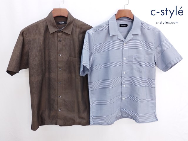 BLACK LABEL CRESTBRIDGE ブラックレーベルクレストブリッジ シャツ M ブラウン ブルー系 半袖 ボタン