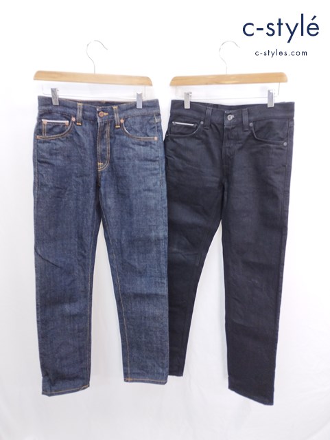 Nudie Jeans ヌーディージーンズ デニムパンツ W27 L30 ブラック インディゴ コットン イタリア製