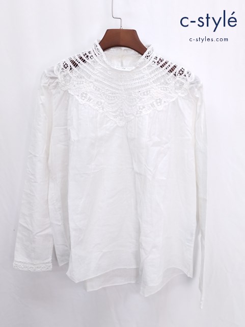 45R フォーティーファイブアール ブラウス 2 ホワイト レース コットン レディース