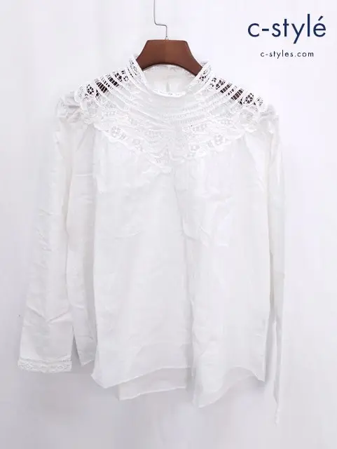 45R フォーティーファイブアール ブラウス 2 ホワイト レース コットン レディース