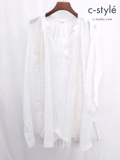 45R フォーティーファイブアール ブラウス 0 ホワイト コットン フラワー 刺繍 ワンピース