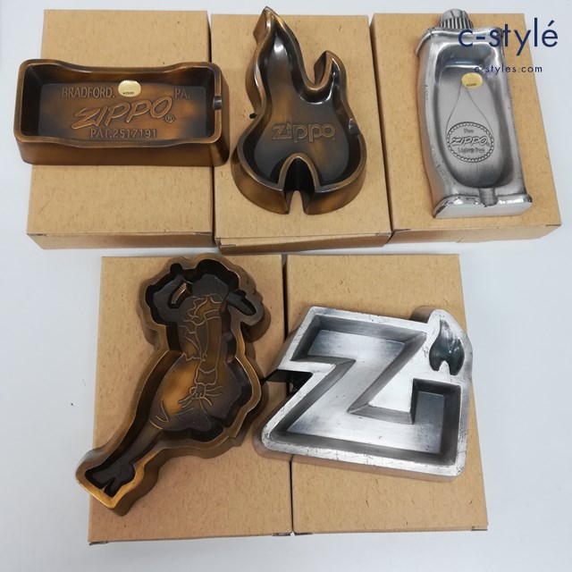 ZIPPO ジッポー 灰皿 WINDY ウィンディ ZIPPOロゴ型 ZIPPO炎ロゴ型 サイズ 形 色々 まとめ 計5点 喫煙具