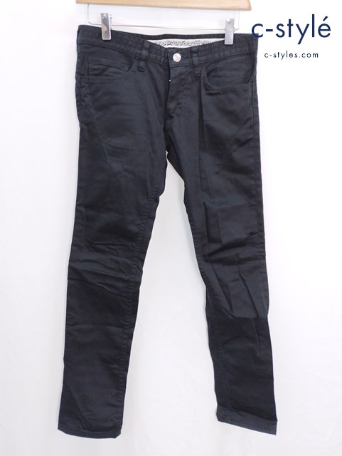 NUMBER (N)INE ナンバーナイン デニムパンツ 0 ブラック ハート涙 レザーパッチ NNP-S908B