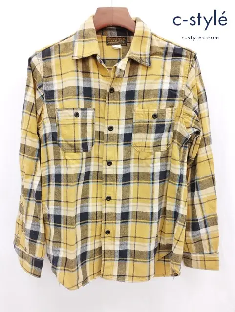 FREEWHEELERS フリーホイーラーズ UNION SPECIAL OVERALLS 長袖 ネルシャツ size15 イエロー系 Lot11