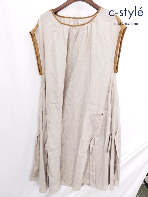 KAPITAL キャピタル ノースリーブワンピース 1 ベージュ系 麻100 日本製