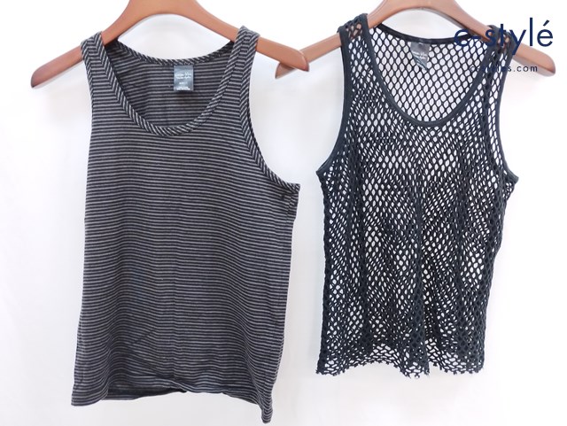 NUMBER (N)INE ナンバーナイン タンクトップ 1 ブラック 網々 ボーダー柄 COTTON100％