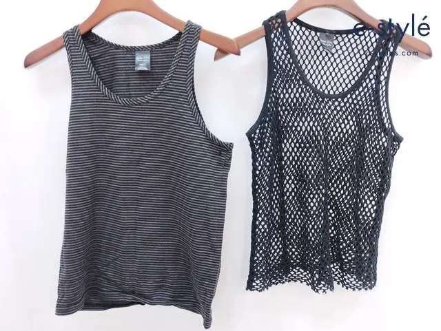 NUMBER (N)INE ナンバーナイン タンクトップ 1 ブラック 網々 ボーダー柄 COTTON100％