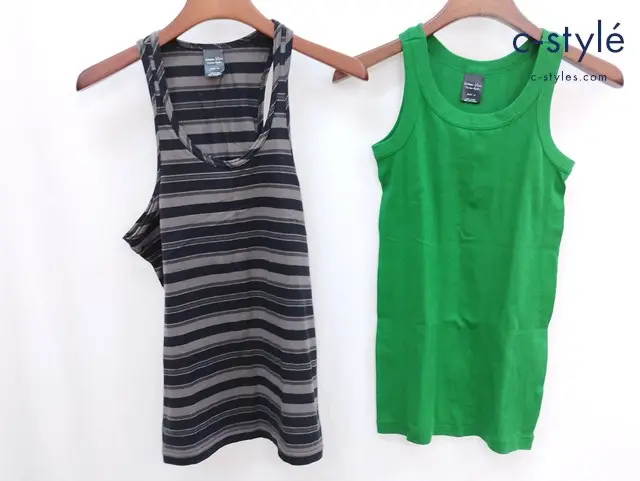 NUMBER (N)INE ナンバーナイン タンクトップ 1 ブラック ボーダー柄 2 グリーン 無地 COTTON100％