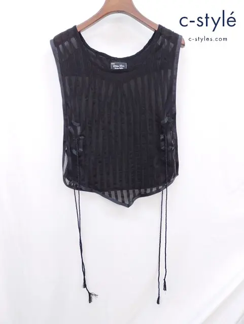 NUMBER (N)INE ナンバーナイン ノースリーブブラウス 薄手 M ブラック S09-NS003A