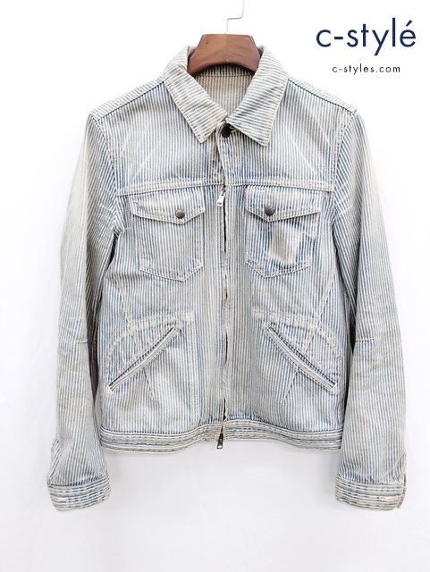 NUMBER (N)INE ナンバーナイン ジップアップデニムジャケット 2 インディゴ ストライプ柄 N08-NNJ001C 綿100％