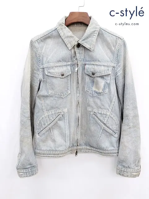 NUMBER (N)INE ナンバーナイン ジップアップデニムジャケット 2 インディゴ ストライプ柄 N08-NNJ001C 綿100％