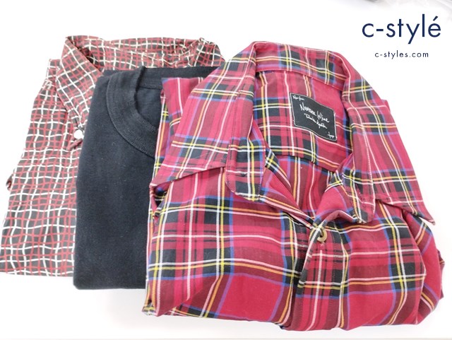 NUMBER (N)INE 半袖ポロシャツ 1 ブラック 無地 ノースリーブシャツ 2 チェック柄 半袖シャツ 2 総柄 計3点