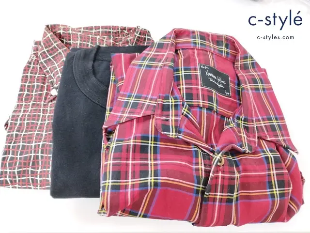 NUMBER (N)INE 半袖ポロシャツ 1 ブラック 無地 ノースリーブシャツ 2 チェック柄 半袖シャツ 2 総柄 計3点