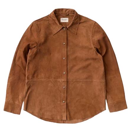 Nudie Jeans(ヌーディージーンズ) シャツ Gabriella スウェードレザーシャツ シナモン