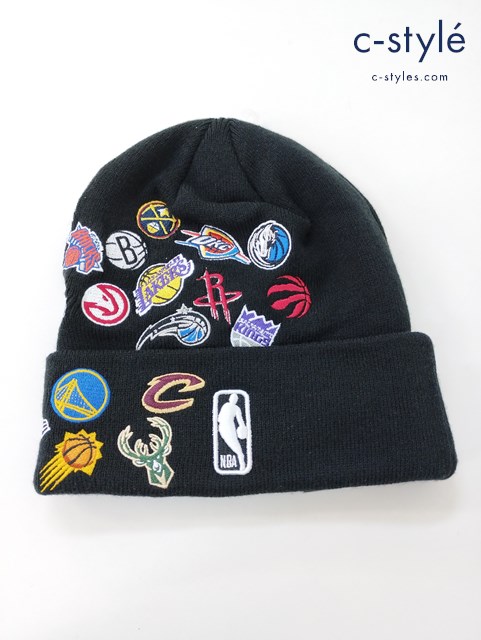 NEW ERA ニューエラ ベーシック カフニット Team Logo Allover NBA ONE SIZE ブラック ニット帽