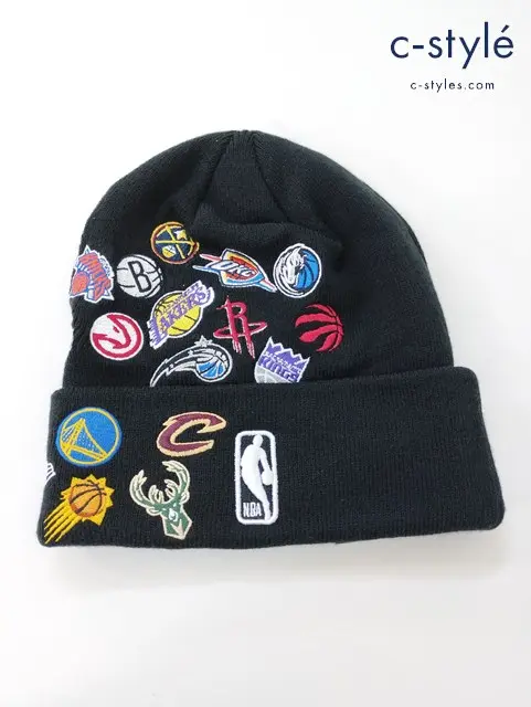 NEW ERA ニューエラ ベーシック カフニット Team Logo Allover NBA ONE SIZE ブラック ニット帽