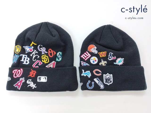 NEWERA ニューエラ ベーシック カフニット Team Logo Allover NFL MLB ONE SIZE ブラック ニット帽
