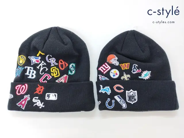 NEWERA ニューエラ ベーシック カフニット Team Logo Allover NFL MLB ONE SIZE ブラック ニット帽