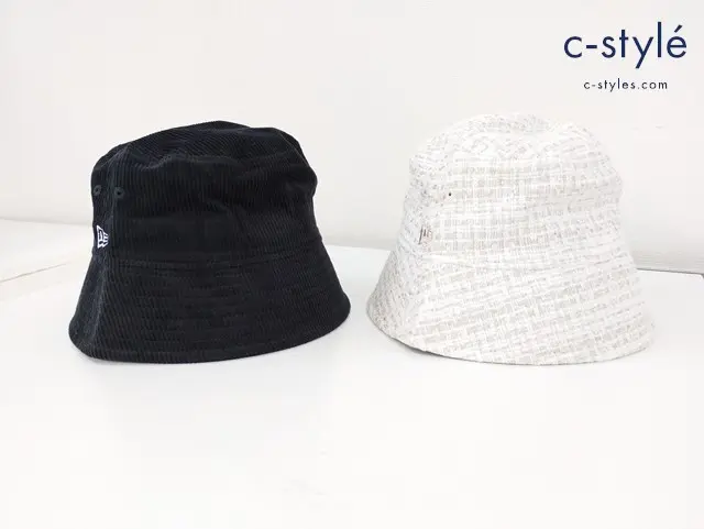 NEW ERA バケットハット セーラーブリム ツイード コーデュロイ L/XL ストーン ブラック