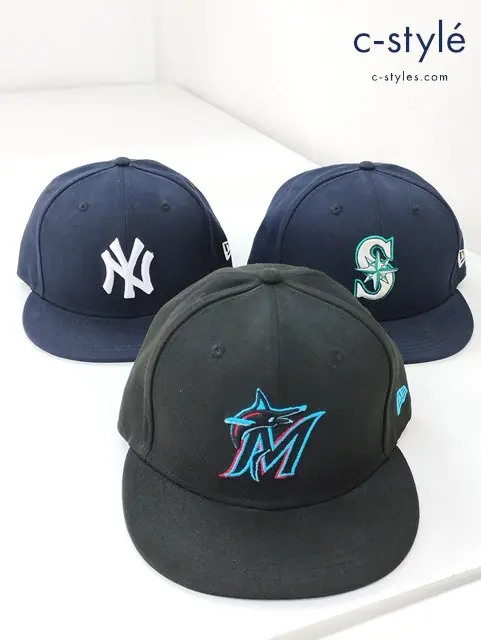 NEW ERA ニューエラ キャップ 7 1/4 MLB 59FIFTY マーリンズ ヤンキース マリナーズ 計3点