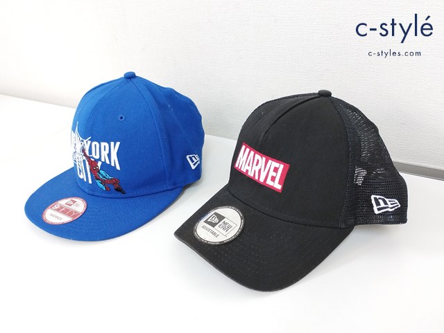 NEW ERA キャップ ONE SIZE ブルー ブラック スナップバック MARVER 9FIFTY スパイダーマン