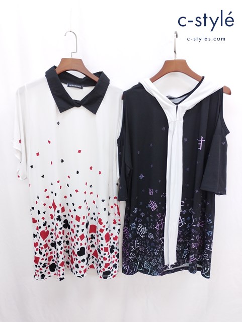 ankoROCK アンコロック ロングシャツ FREE ブラック ホワイト系 リボン 大平峻也 猫耳