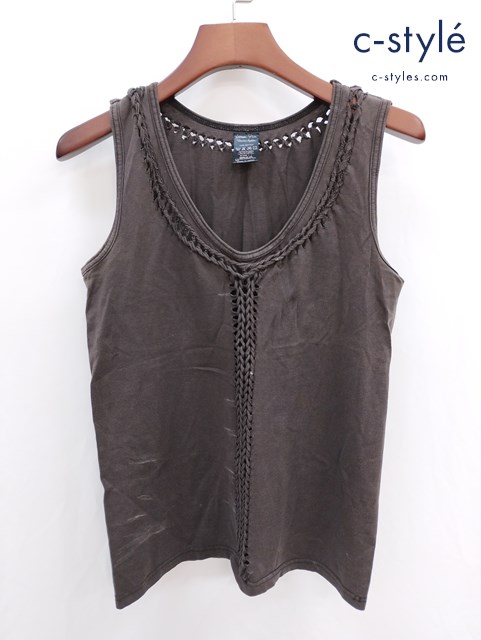 NUMBER (N)INE ナンバーナイン ノースリーブタンクトップ 1 ブラウン 編み込み COTTON100％