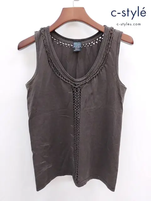 NUMBER (N)INE ナンバーナイン ノースリーブタンクトップ 1 ブラウン 編み込み COTTON100％