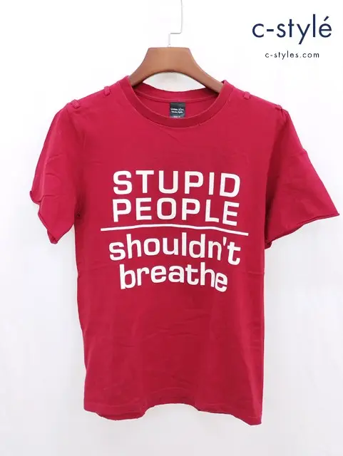 NUMBER (N)INE ナンバーナイン Tシャツ 半袖 2 レッド STUPID PEOPLE shouldn’t breathe