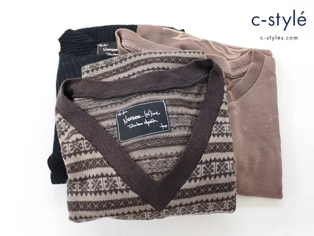 NUMBER (N)INE ナンバーナイン Tシャツ 半袖 Vネック 1 総柄 2 プリントT 2 クルーネック 計3点