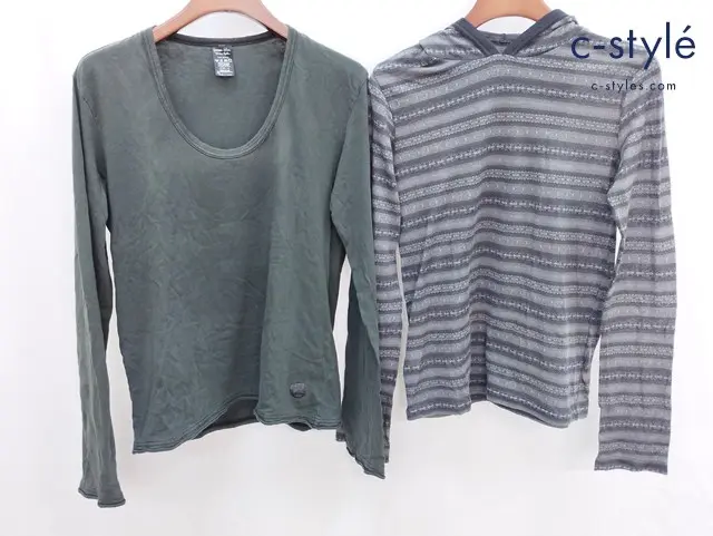 NUMBER (N)INE ナンバーナイン ロンT カットソー 長袖 2 グリーン系 グレー系 フーディ 総柄