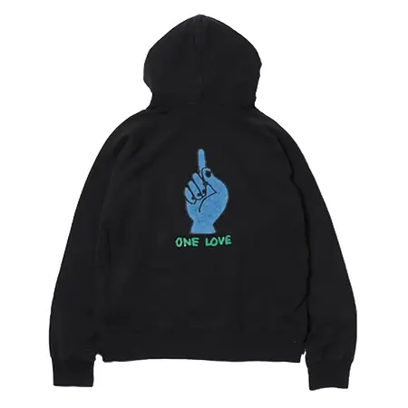 sacai(サカイ) パーカー sacai Gonz ONE LOVE Hoodie -BLACK 001- (24-0815S)