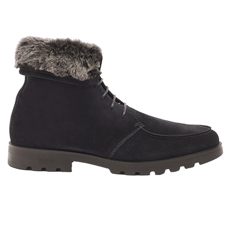 Santoni(サントーニ) ブーツ メンズ スエード ファー付きレースアップブーツ ブルー