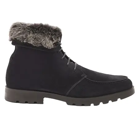 Santoni(サントーニ) ブーツ メンズ スエード ファー付きレースアップブーツ ブルー