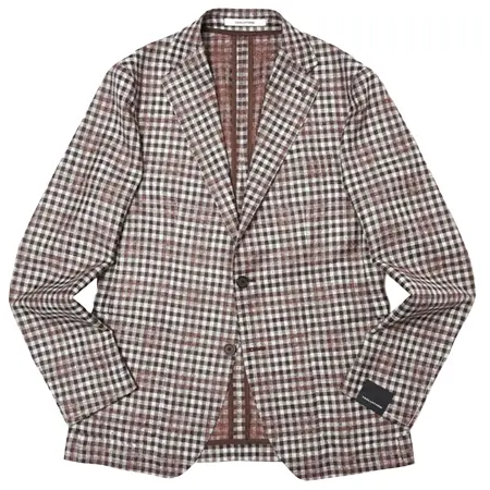 TAGLIATORE(タリアトーレ) ジャケット DAKARダカール ウールシルクリネンギンガムチェック2Bジャケット