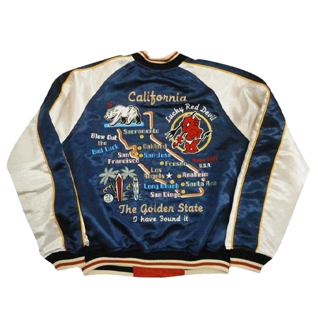 TEDMAN(テッドマン) スカジャン TSK-055 『Califolnia Tedman』 ミリタリー・サテン×サテン リバーシブル・スカジャン ブルー/レッド