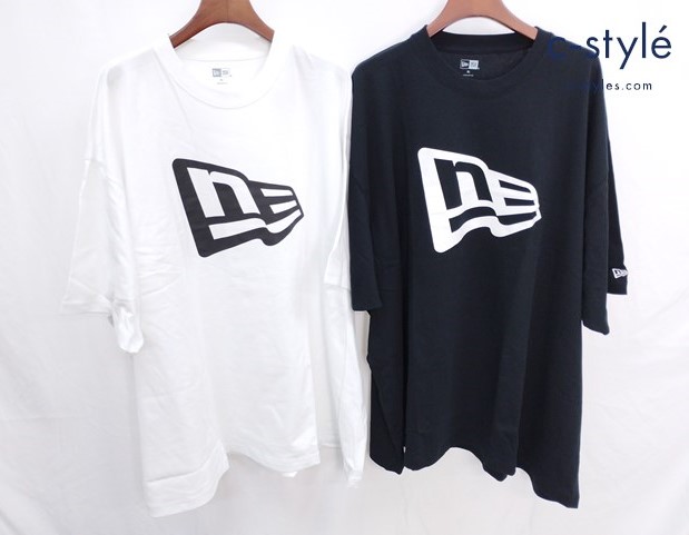 NEW ERA ニューエラ フラッグロゴ 半袖Tシャツ 8L ブラック ホワイト 計2点