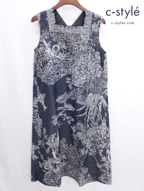 45R フォーティファイブアール コットンリネンのパランポアドレス 0 ネイビー系 ノースリーブ ワンピース