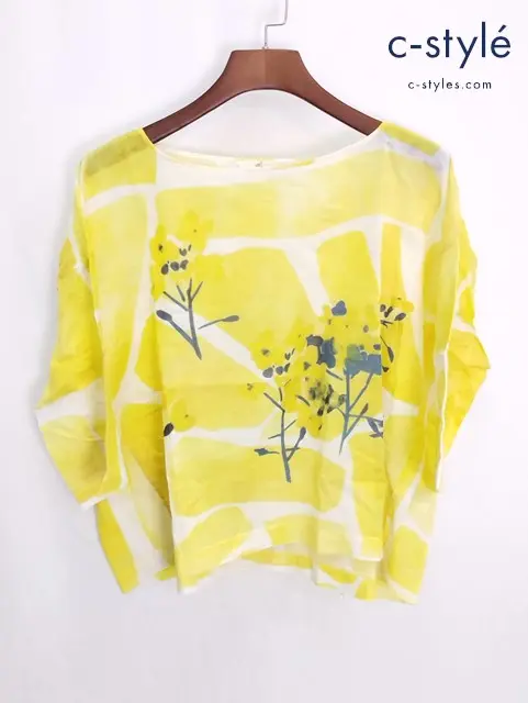 45R フォーティファイブアール 歳時記Tシャツ 0 イエロー ブラウス 花柄