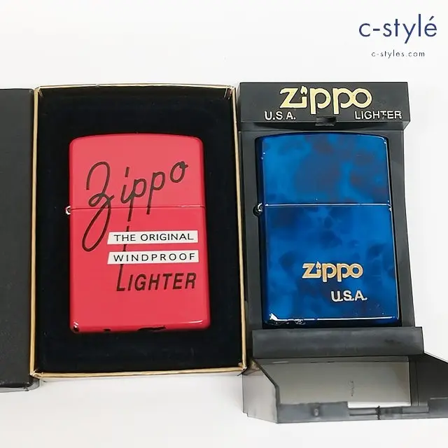ZIPPO ジッポー オイルライター THE ORIGINAL WINDPROOF レッド 2004年 U.S.A. ブルー 2001年 喫煙具