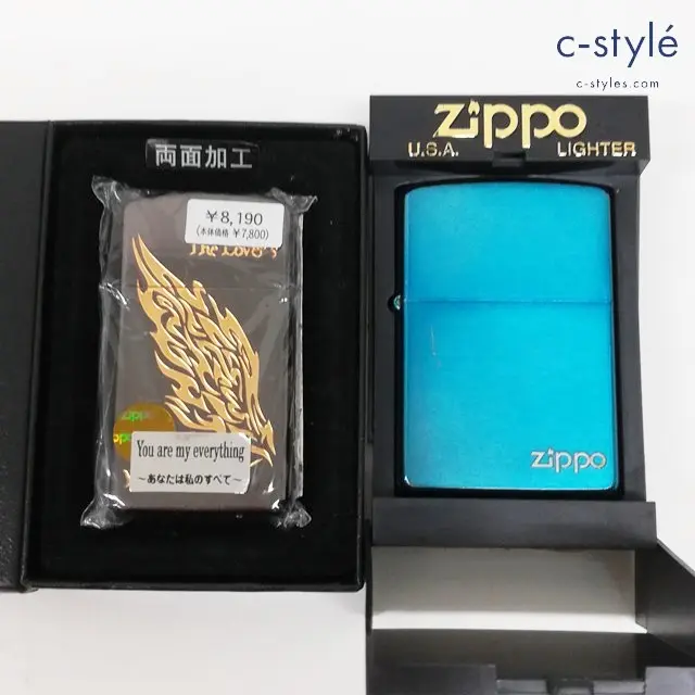 ZIPPO ジッポー スリム You are my everything シルバー 2007 ブラッシュド加工 ブルー系 2000 喫煙具
