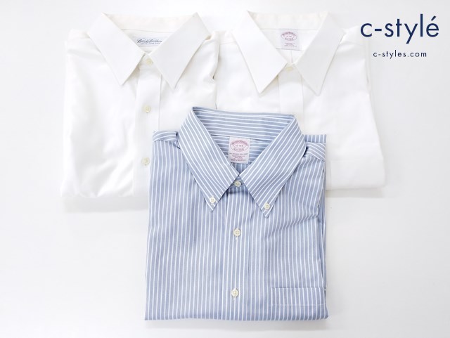 BROOKS BROTHERS ブルックスブラザーズ ワイシャツ 17-34 17-4/5 17-34/35 ストライプ 無地 長袖 計3点